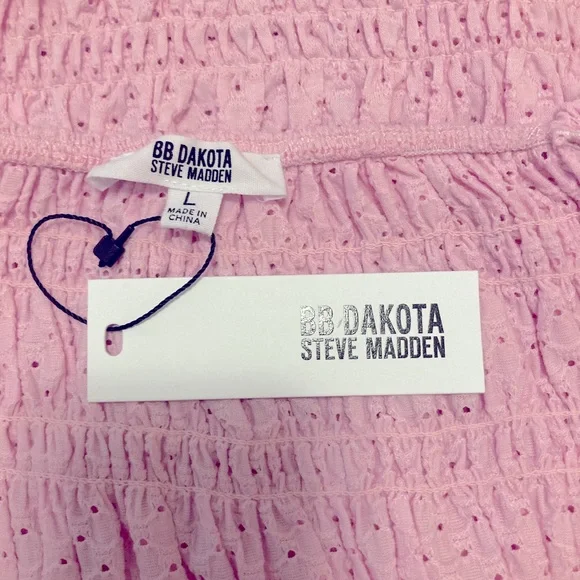 BB Dakota Steve Madden Pink Tulle Blouse size L - Picture 6 of 6